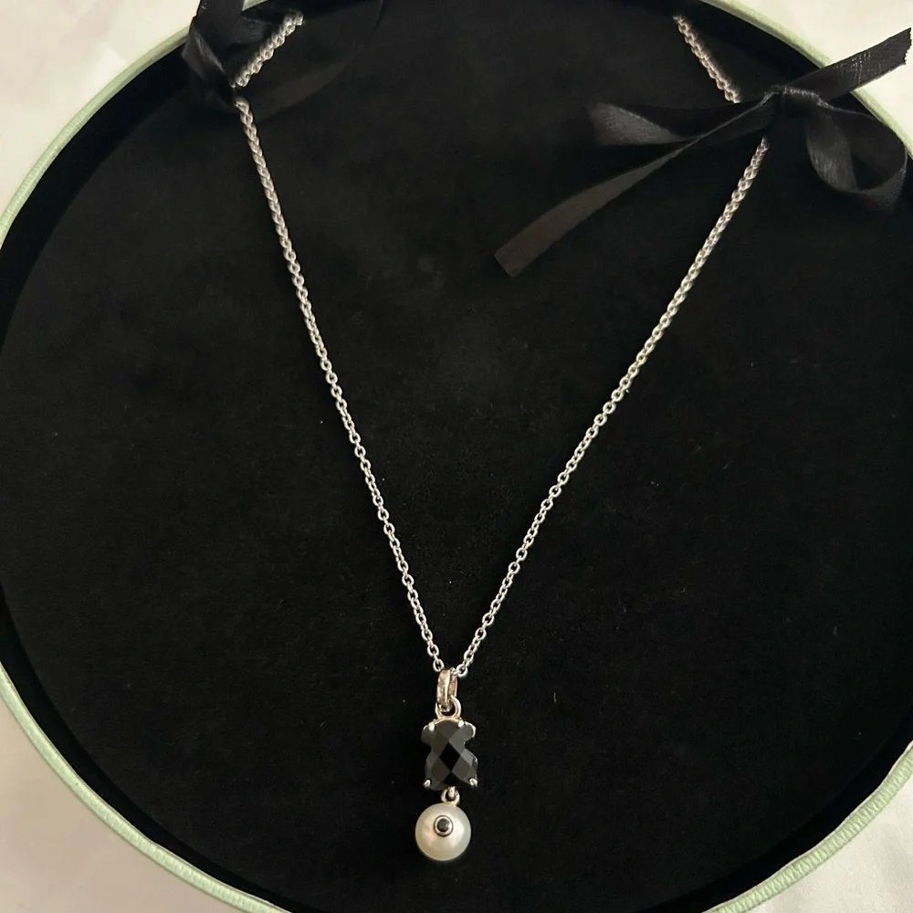 TOUS Black Onyx and Pearl Sterling Silver Necklace - Picture 6 of 7